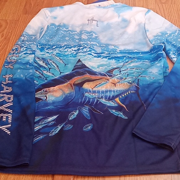 NFS. Guy Harvey boys shirt, rash guard in blue. sz M, XL, XXL - Picture 8 of 8